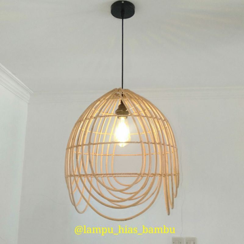 kap lampu rotan kubah mawar/lampu hias gantung/ lampu rotan