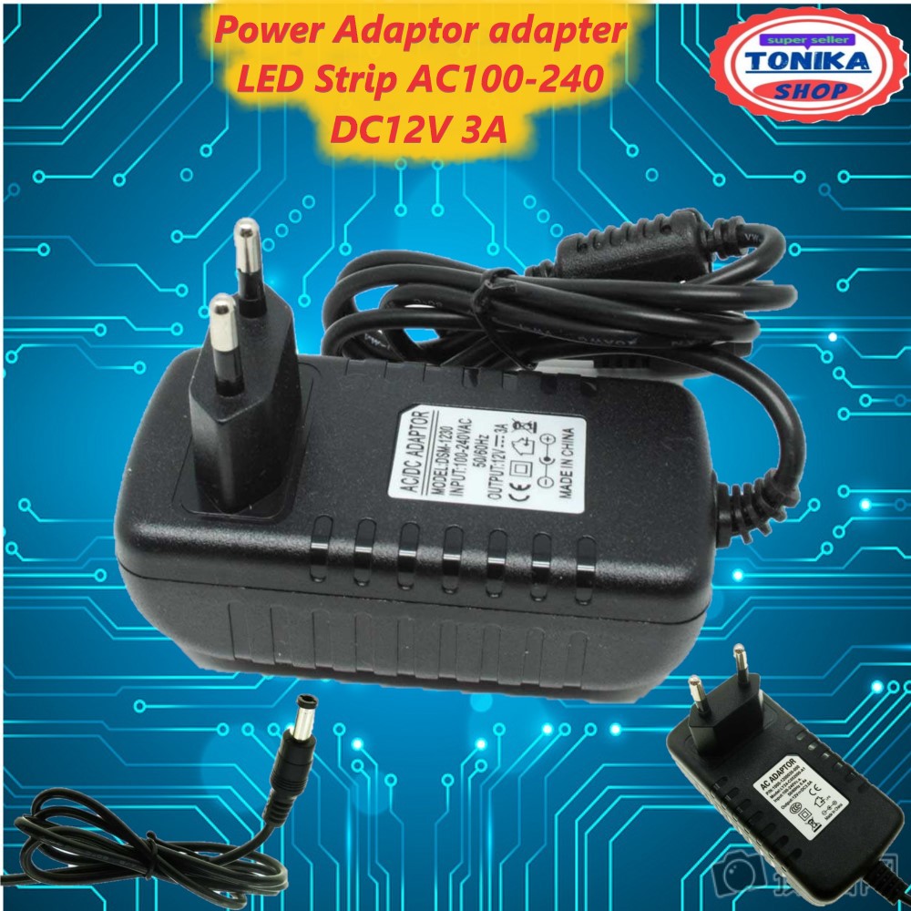 DSM Power Adaptor adapter LED Strip AC100-240 DC12V 3A - DSM-1230