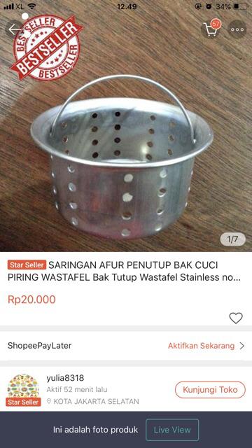 Saringan Afur Penutup Bak Cuci Piring Wastafel Bak Tutup Wastafel Stainless No Merk