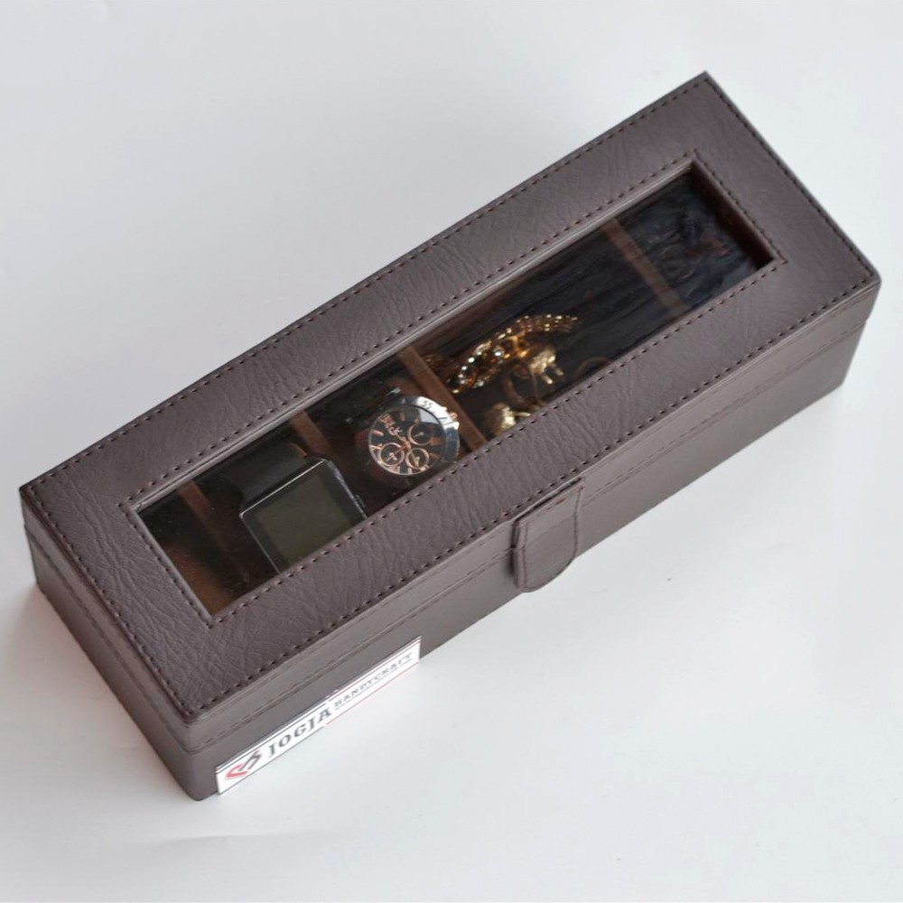 Box Tempat Jam Tangan isi 3 + Tempat Perhiasan &amp; Aksesoris Brown / Watch box organizer