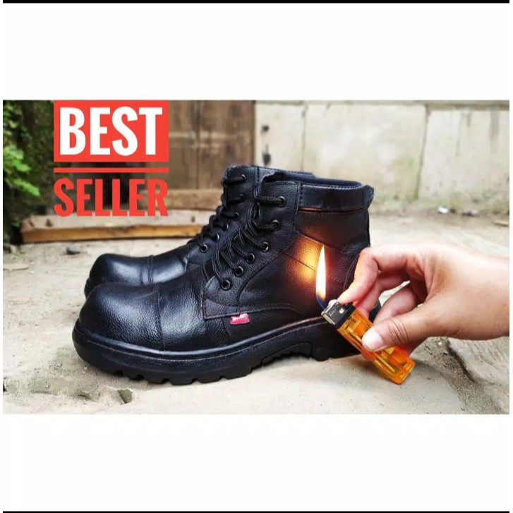 SEPATU KULIT 100% SEPATU PRIA SEPATU COWOK SEPATU KERJA SEPATU SAFETY SEMI BOOTS LOW/TALI PRIA BOOT