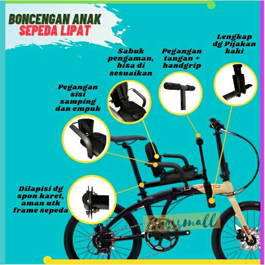 [BONUS BANTAL STANG] Boncengan Sepeda Lipat Bonceng anak Di Sepeda lipat Free Sabuk Pengaman