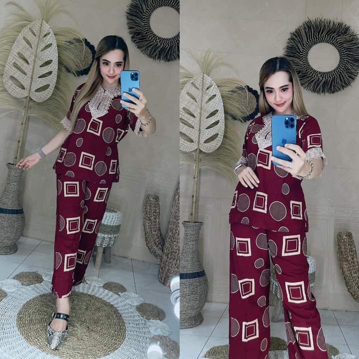 setelan arab  kombinasi renda bahan rayon motif terbaru circlebox