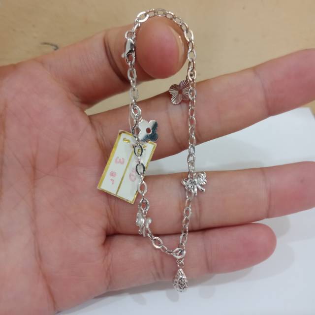 Gelang tangan emas putih nori 750