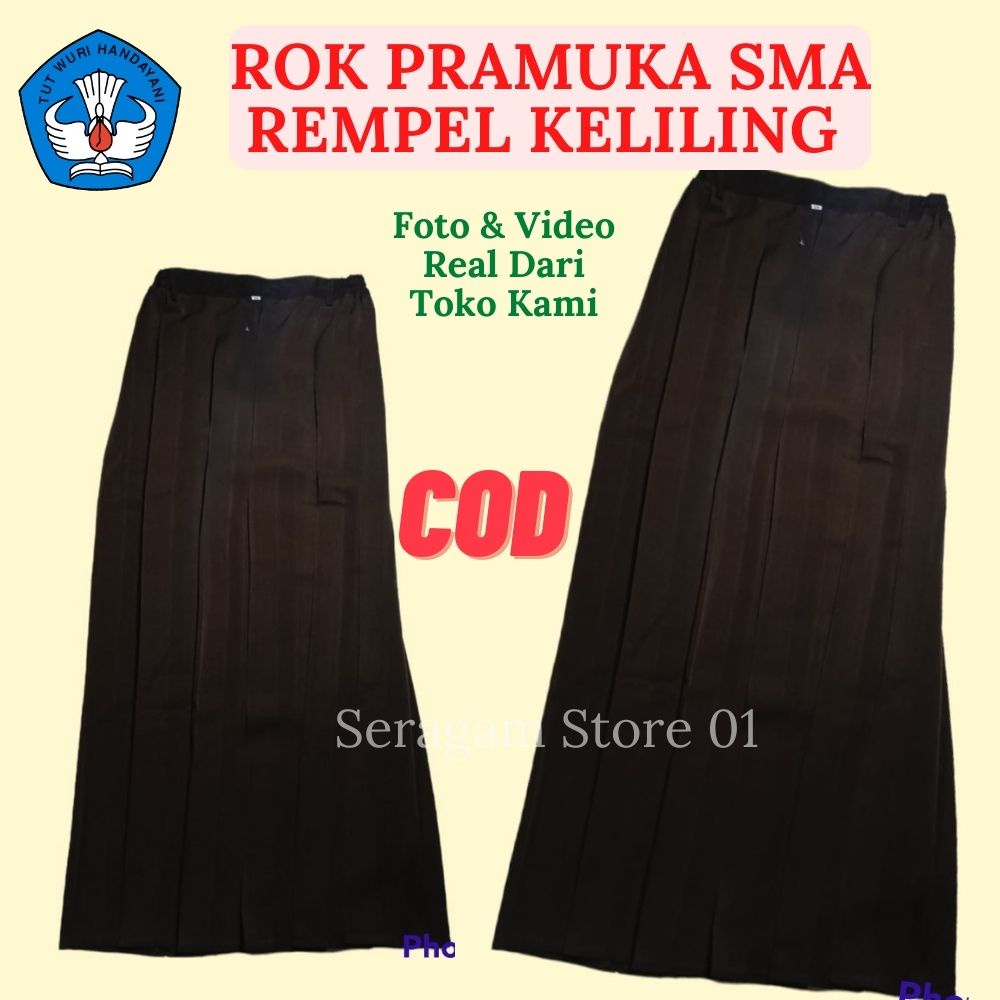 Rok Seragam Sekolah Pramuka Smp Sma smk Perempuan Cewek Panjang Coklat Rempel Keliling Murah berkual