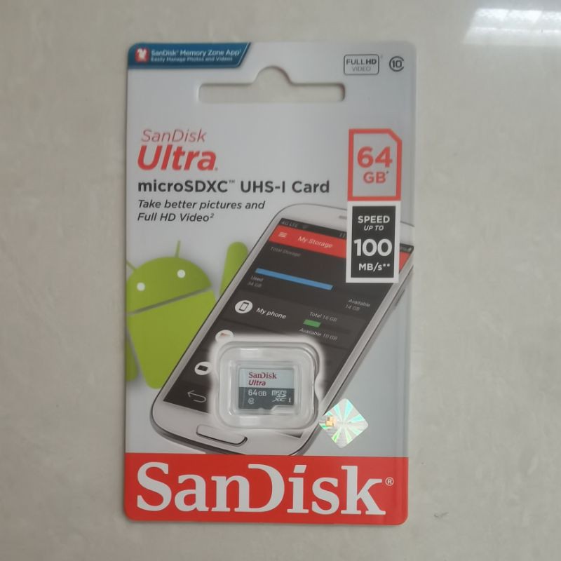 MicroSD SanDisk Ultra 64GB UHS-1 A1 Class 10 64 Gb Original Ori Garansi Resmi 100MB/s 120MB/s