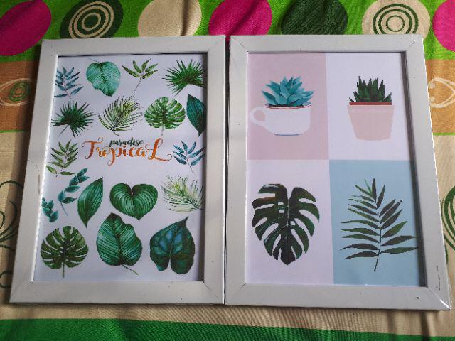 Promooo!!! 1 Buah Wall Decor Frame Fiber A4 - Monstera Cactus Leaf Series Hiasan Dinding Shabby Chic