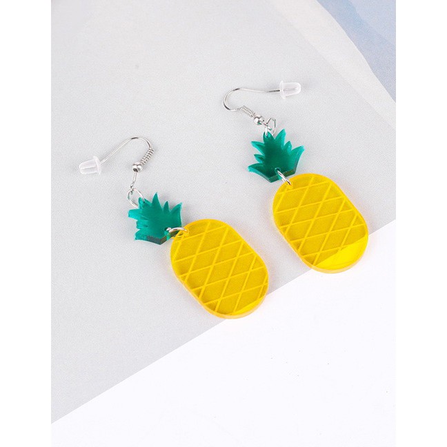 LRC Anting Gantung Fashion Yellow Pineapple Shape Design Simple Earrings