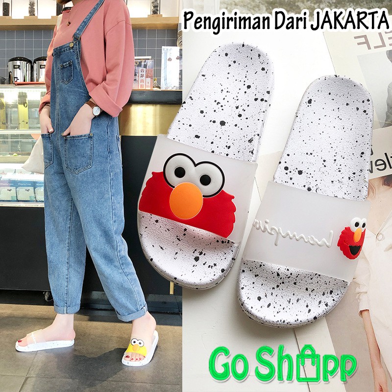 Sandal Wanita Karet Motif Elmo Original Import - Sandal Wanita Lucu Import High Quality [SD01]