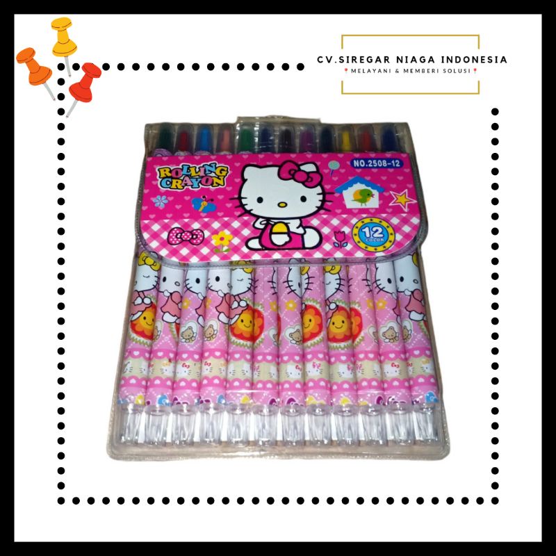 

Krayon / Crayon Putar / Rolling Crayon / Twist Crayon Oil Pastel 1 Set Isi 12 Warna Karakter Lucu Ukuran Panjang ORI Murah Berkualitas