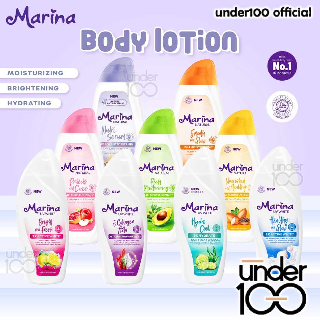 ❤ Under100 ❤ Marina Hand Body Lotion Natural 475ML | UV White 460ml