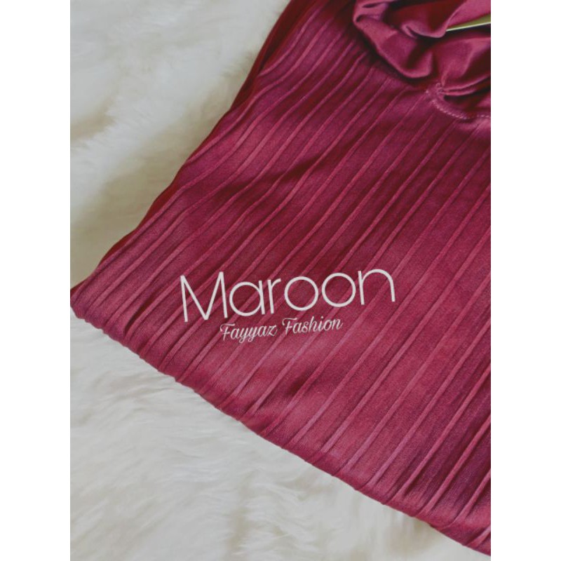 GAMIS PLISKET JUMBO MAYUNG / GAMIS PLISKET TALI  PITA LEHER / GAMIS PLISKET MURAH-Maroon