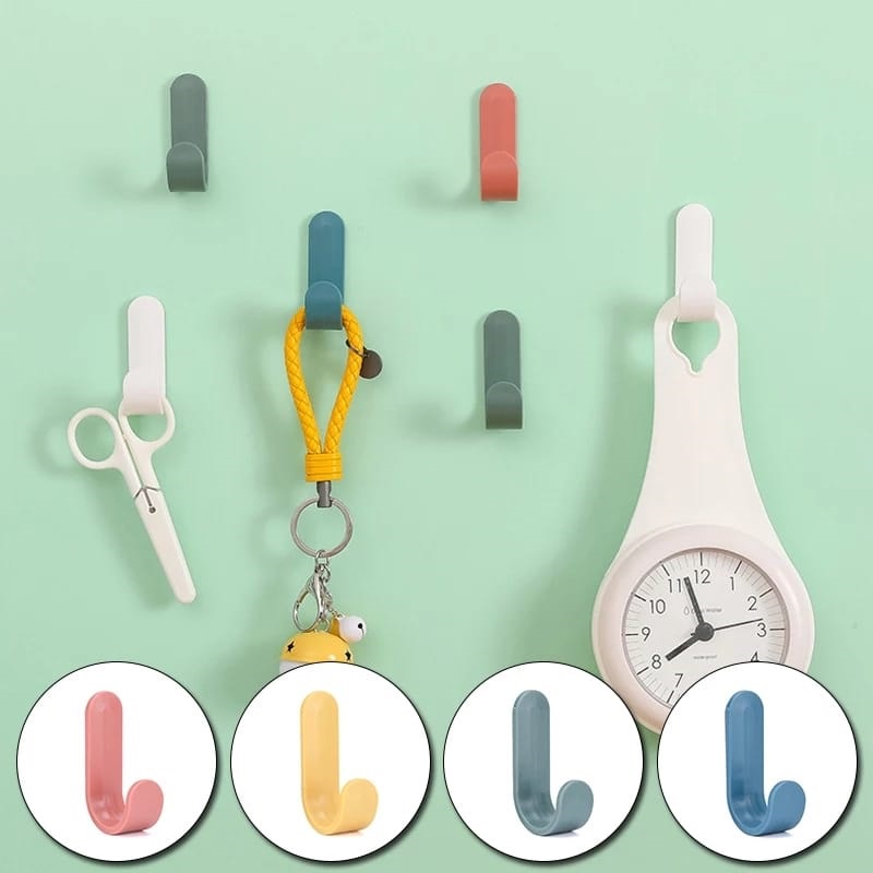 Gantungan Tempel  Kait Kuat Bentuk J Serbaguna Pilih Warna