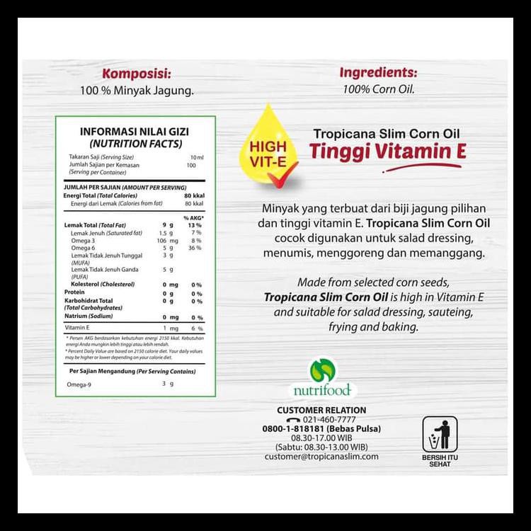 

TROPICANA SLIM MINYAK JAGUNG 946ML (BOTOL) KODE 591