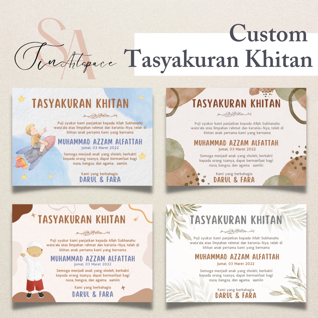

Cetak Kartu/Stiker Tasyakuran Khitan, Custom Cetak atau Kartu Tasyakuran Khitan