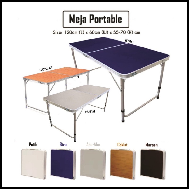 Meja Lipat Kaki Bulat Koper Hpl Serbaguna Meja Lipat Portable Meja Lipat Meja kerja meja belajar