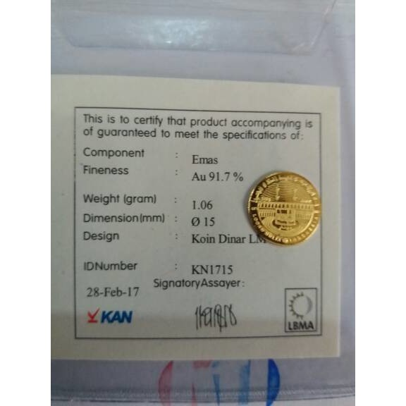 logam mulia koin dinar antam 1,06gr ek22