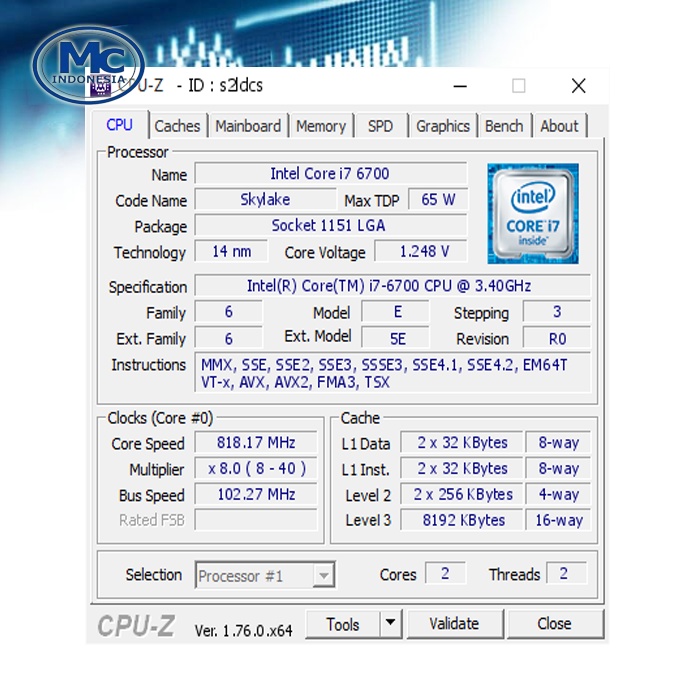 Processor Intel Core i7 6700 + Fan intel