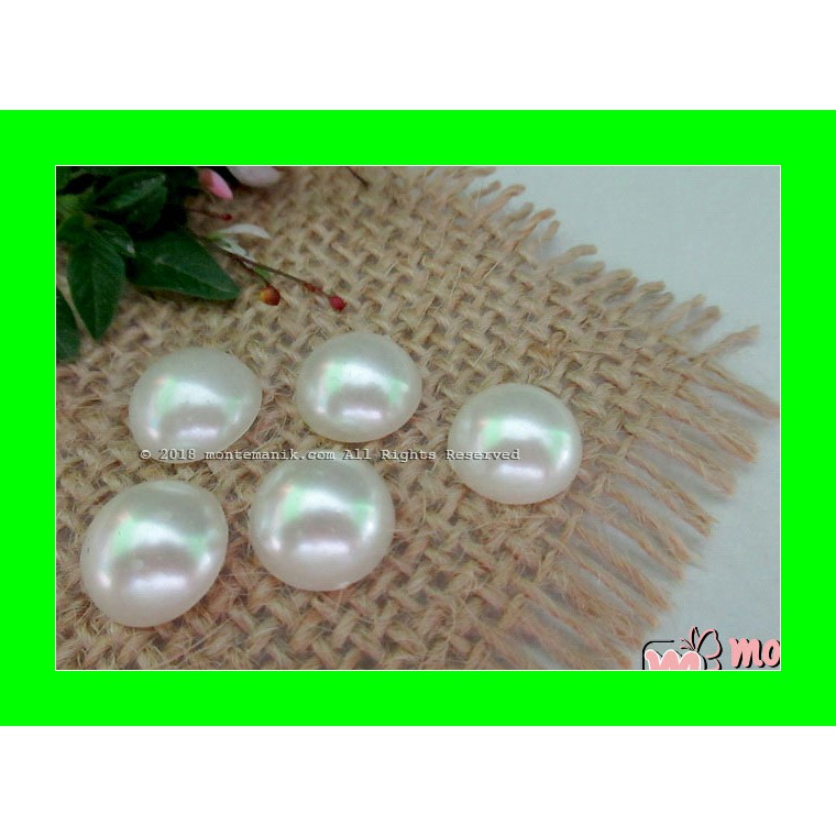 24 Pcs Mutiara Belah 14 mm Broken White (MTB-020) TDD Scrapebook
