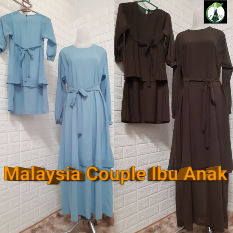 Baju Gamis  kurung Malaysia Couple Ibu Anak Seragam Keluarga