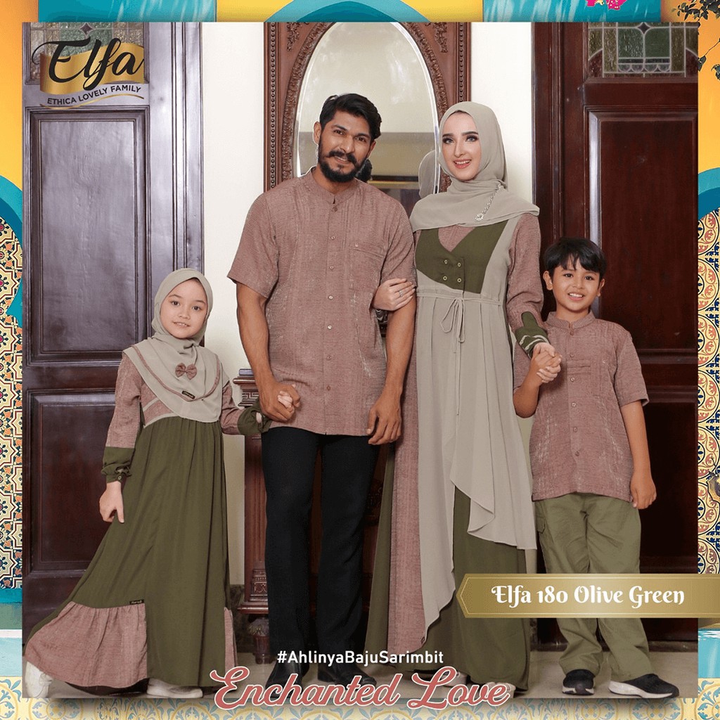 Elfa 180 Olive Green Sarimbit Ethica Koko Kahfi 156 116 Gamis Kagumi 82 195 Kids Anak Dewasa