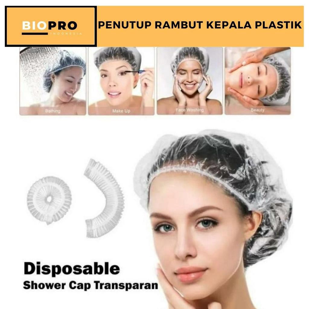 Penutup Rambut Kepala Plastik Mandi Pelindung Cat / Cap Shower Mandi Transparan Isi 12