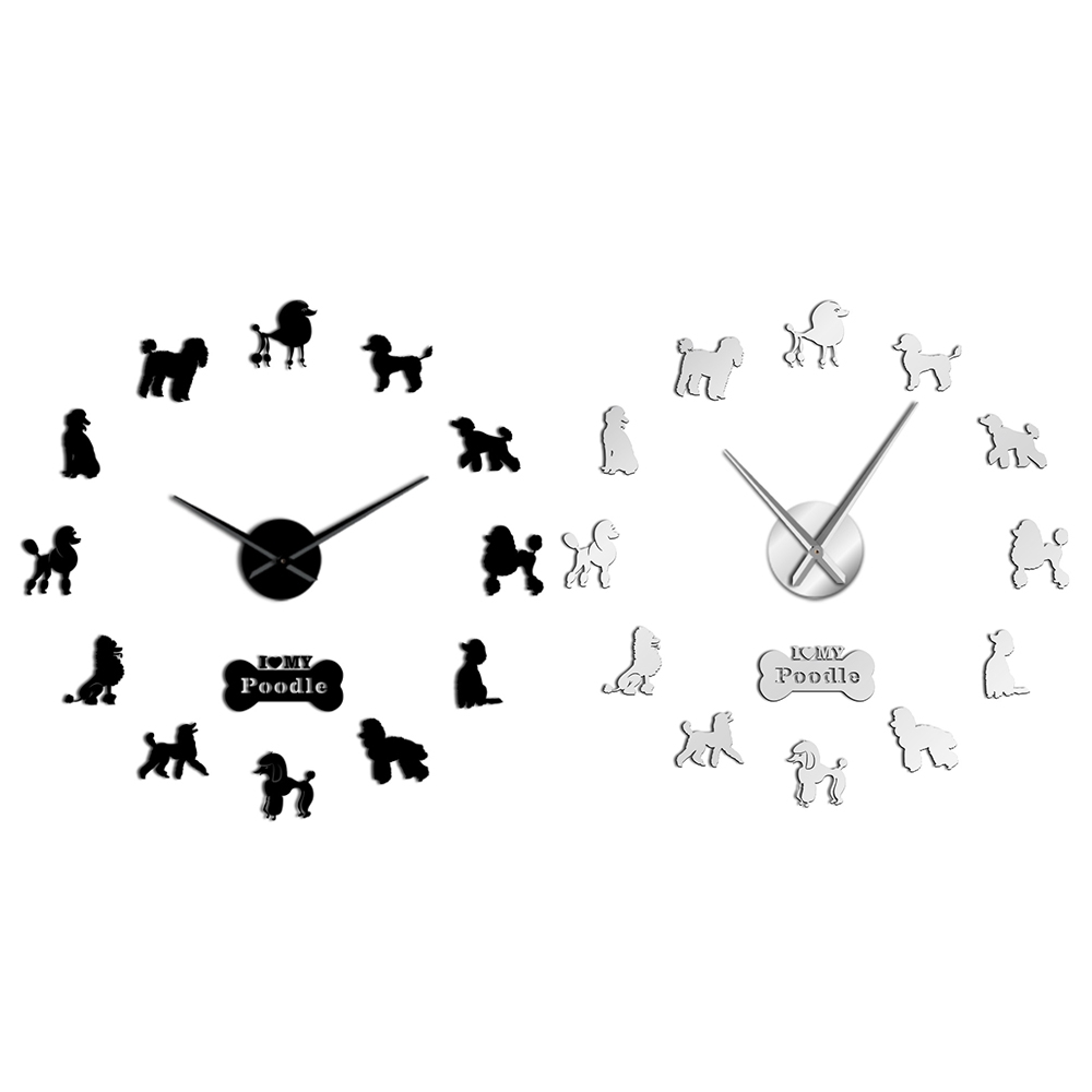 Poodle Big Hand Modern Wall Clock Poodle Dog Diy Wall Clock Black Shopee Indonesia