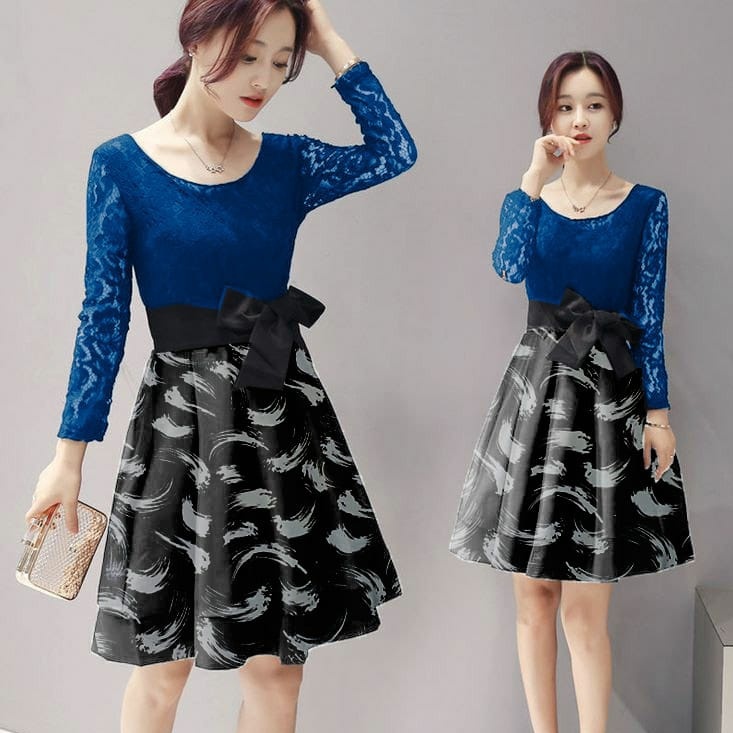 *[IJFK] Dress Batik Casual Wanita Terbaru Brukat / Dress Wanita / Dress Korea Casual Dress