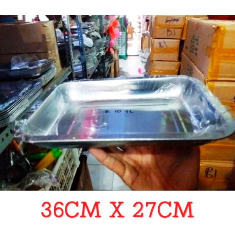 NAMPAN STAINLES KECIL 36CM X 27CM/ BAKI STAINLESS PERSEGI ANTI KARAT/ WADAH SAYUR BAHAN STAINLESS