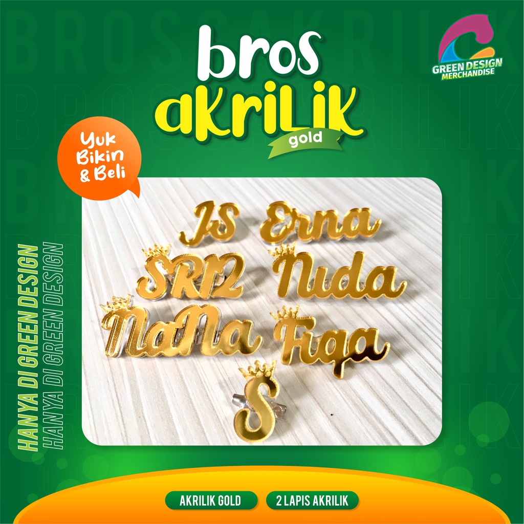 Bros nama bros nama custom bros akrilik bros huruf bros huruf inisial bros jilbab huruf bros hijab huruf nama tag nama pin