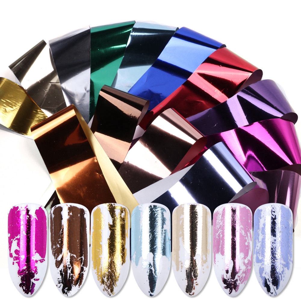 14Pcs Nail Foil Polish Stickers Metal Color Starry Transfer Adhesive Decoration