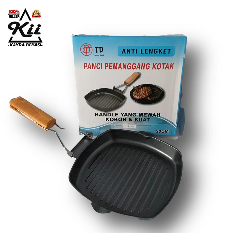 TD Square Grill Pan 20cm - Grill Alat Panggang BBQ - Grill Pemanggang
