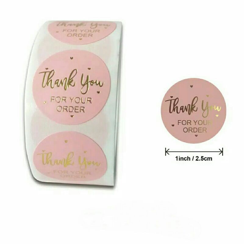 

Label Stiker Ucapan Terima Kasih Sticker Thank You Pink Aksen Gold Glossy Untuk Scrapbook 100pcs