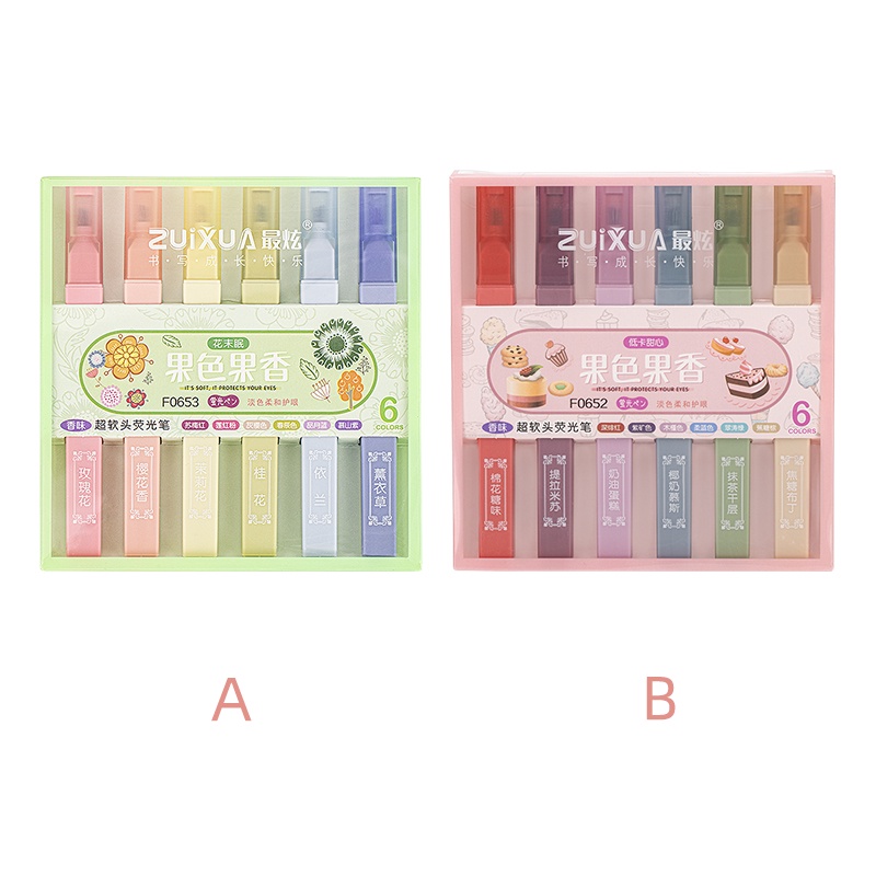 6pcs / Box Spidol Highlighter Warna Morandi Ujung Lembut Untuk Pelajar