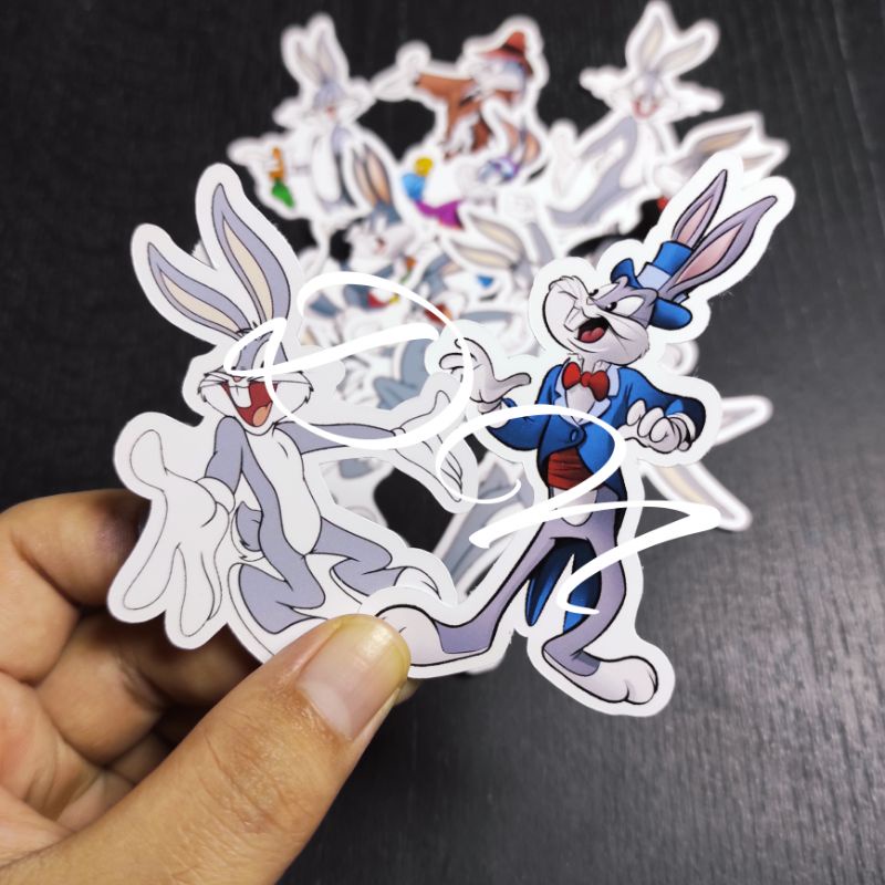 

isi 12 pcs stiker kertas bugs bunny sticker glossy karakter kelinci kartun