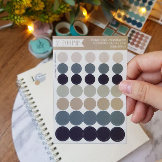 [Sticker Party] Sticker Dot Mini Transparan Bulat Warna Palette Gradasi 0,8 CM- 1CM-02-Navy