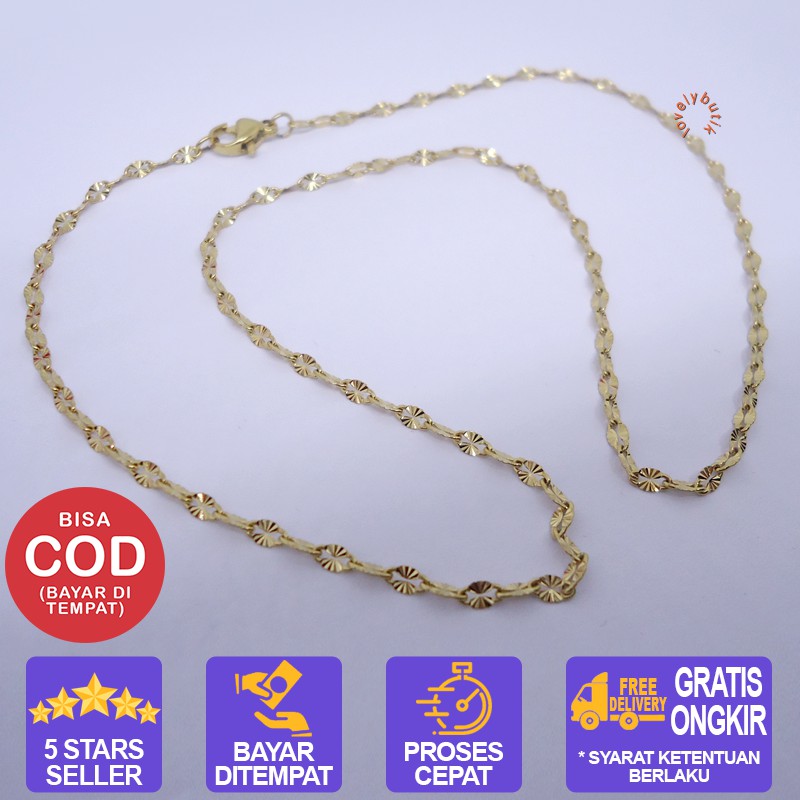 Lovelybutik Kalung Titanium Anti Karat Rantai Kalung Titanium Model Rantai Pecah kopi