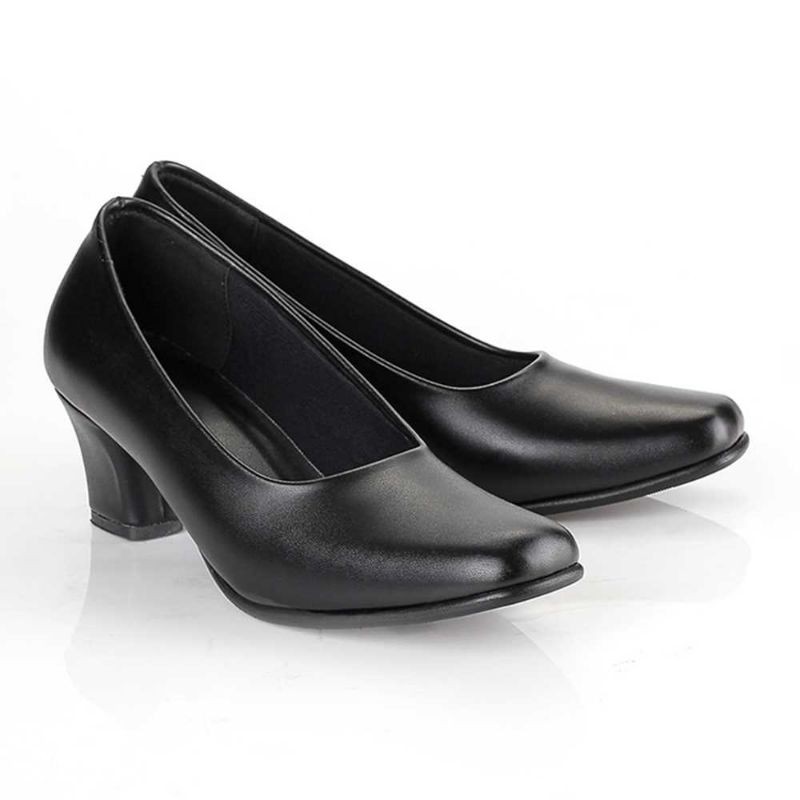 Sepatu Formal Pantofel Kulit Sol TPR Hitam Wanita Blackkelly
