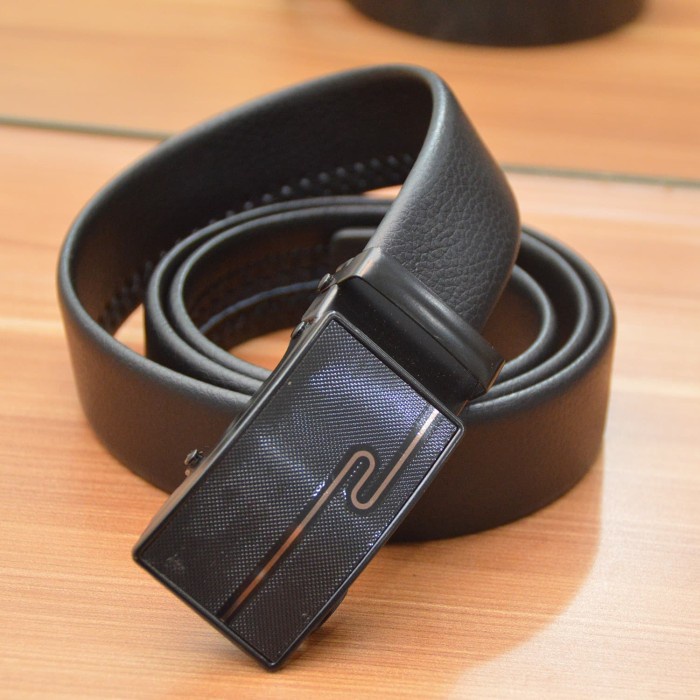 Ikat Pinggang Impor Pria model rel kulit super - gesper kulit impor pria