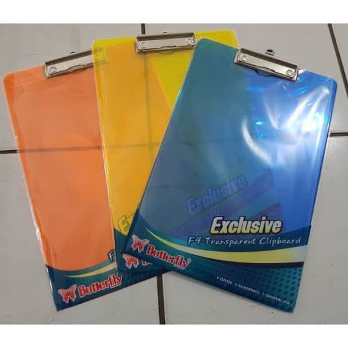 

Clip Board Transparant BUTTERFLY/Papan Jalan/Papan Ujian/Clipboard