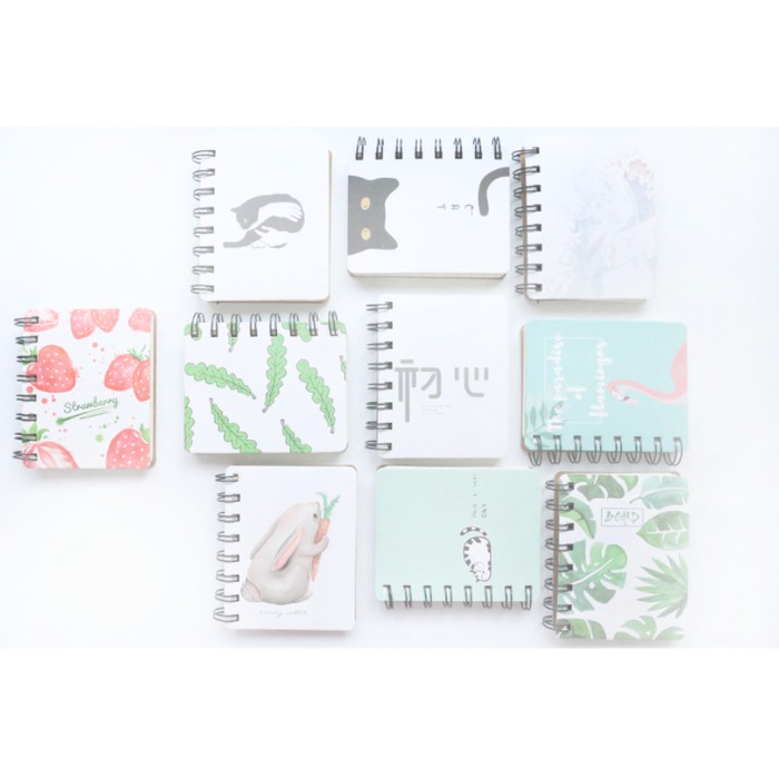 

Buku NoteBook Mini Spiral Flamingo Daun Kucing -ats