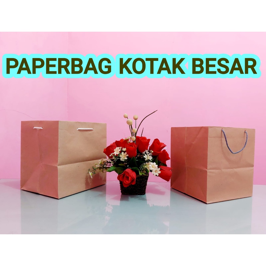 

Paper bag Kotak Coklat Polos BESAR / Paperbag Box Nasi kotak / Box Kue Ulang Tahun