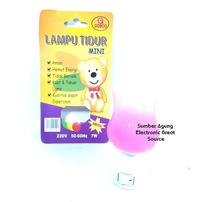 Lampu Tidur Cosco 226 Model Bunga Flower Pink Green Saklar Manis