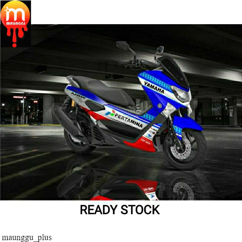Decal nmax old 155 Striping motor nmax 155 full body full motif mandalika pertamina blue white sudah