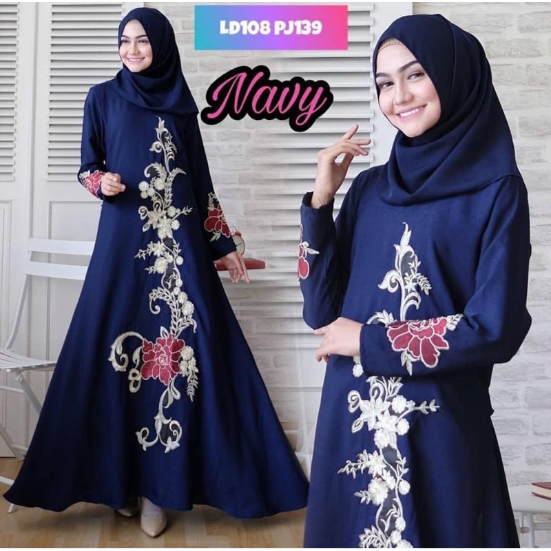 Gamis abaya warna remaja arab turkey bordir mewah madinah
