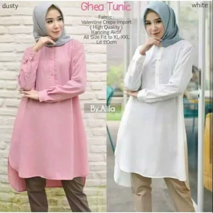 GHEA  TUNIK BUSUI BAHAN MOSCRAFE  KOTAK Baju Tunik  Baju Atasan Wanita  Modern Terbaru 2021