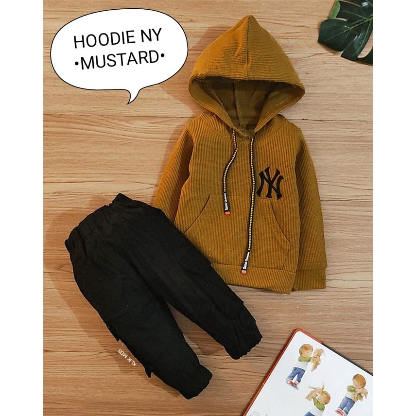 Setelan Anak - Baju Bayi Laki - Laki Hoodie Tangan Panjang Celana Panjang Motif Hoodie NY