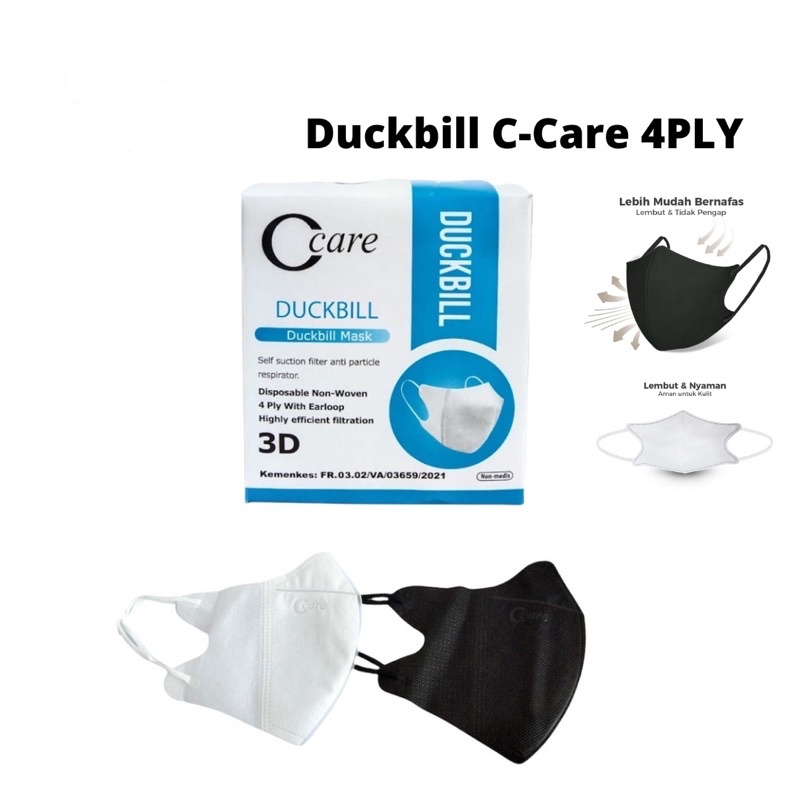 Masker DuckBill 50 Pcs Hitam Putih C Care