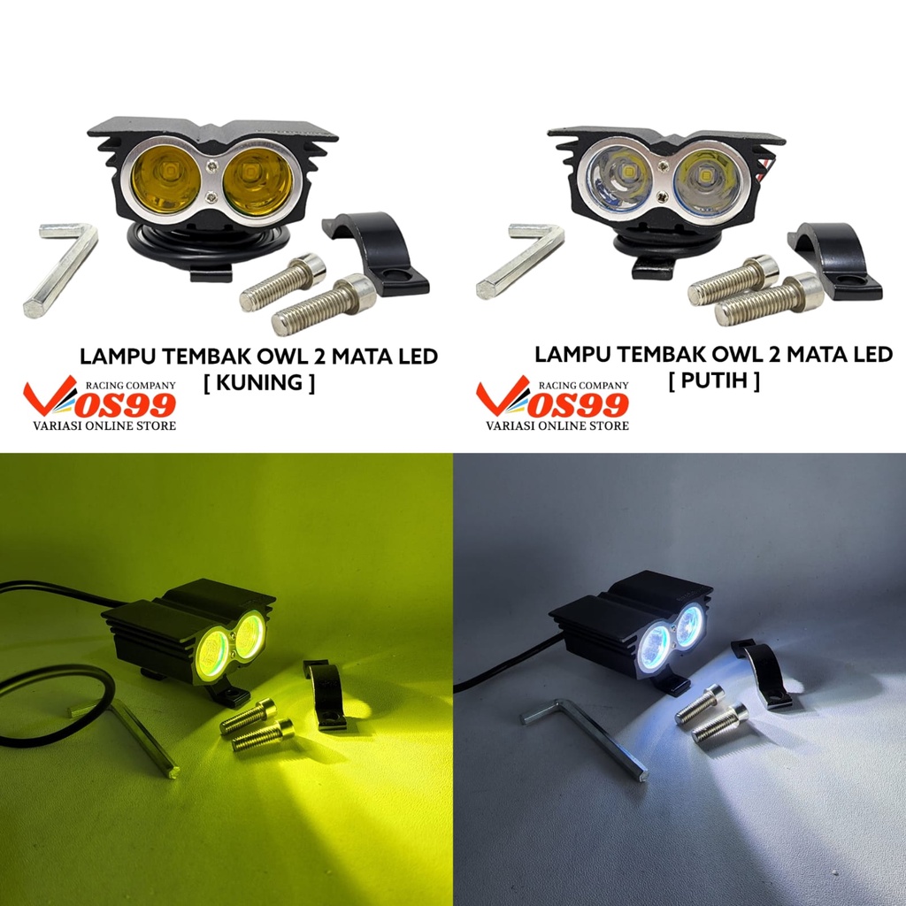 Lampu Tembak LED Motor / Lampu Tembak Sorot Owl 2 Mata Bisa Untuk Semua Jenis Motor