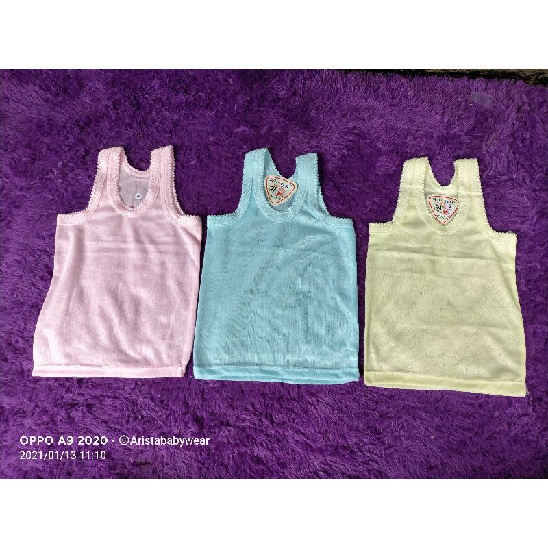 (3pcs) singlet bayi/anak fullwarna polos size S,M,L,XL